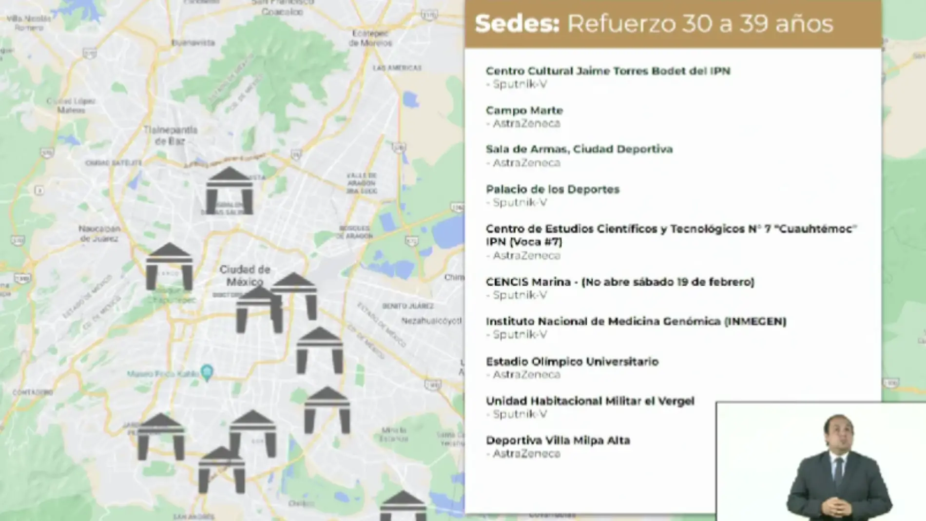 sedes vacuna refuerzo 30 a 39